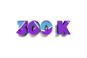 300 k subscribers celebration greeting Number with blue purple design png