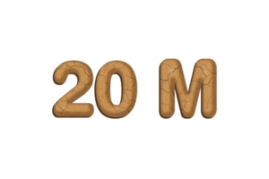 20 million subscribers celebration greeting Number with mud design png