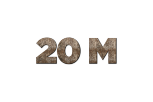 20 million subscribers celebration greeting Number with old walnut wood design png