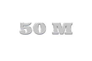 50 million subscribers celebration greeting Number with glass design png