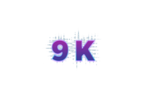 9 k subscribers celebration greeting Number with purple glowing design png