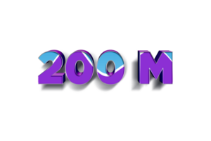 200 million subscribers celebration greeting Number with blue purple design png