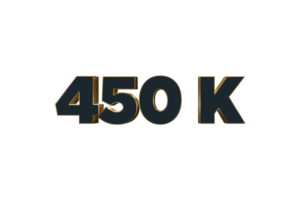 450 k subscribers celebration greeting Number with luxury design png