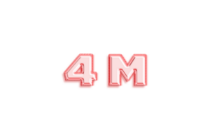 4 million subscribers celebration greeting Number with rose gold design png