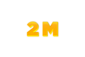 2 million subscribers celebration greeting Number with yellow design png