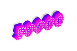 50000 subscribers celebration greeting Number with multi layer design png