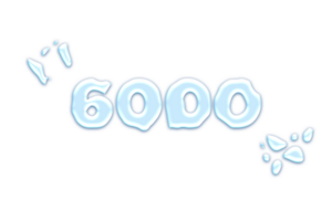 6000 subscribers celebration greeting Number with water design png