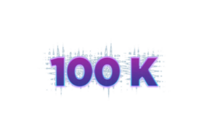 100 k suscriptores celebracion saludo número con púrpura brillante diseño png
