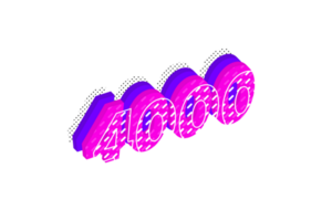 4000 subscribers celebration greeting Number with multi layer design png