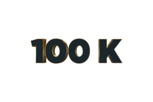 100 k subscribers celebration greeting Number with luxury design png