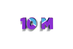 10 million subscribers celebration greeting Number with blue purple design png