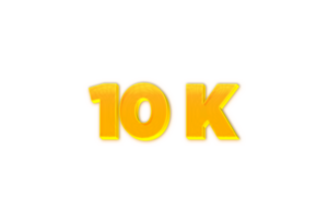 10 k subscribers celebration greeting Number with yellow design png