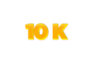 10 K iscritti celebrazione saluto numero con giallo design png