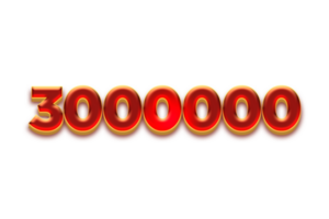 3000000 suscriptores celebracion saludo número con sabroso diseño png