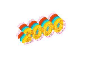 2000 subscribers celebration greeting Number with tech design png