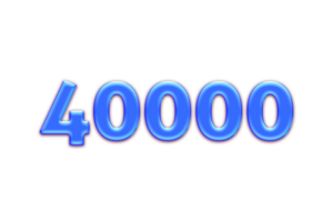 40000 subscribers celebration greeting Number with blue glosse  design png