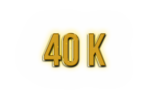 40 k subscribers celebration greeting Number with golden design png