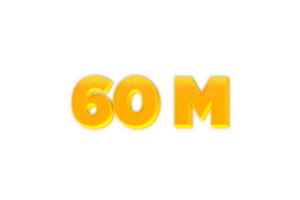 60 million subscribers celebration greeting Number with yellow design png