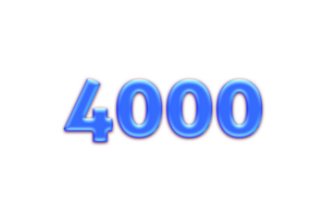 4000 subscribers celebration greeting Number with blue glosse design png