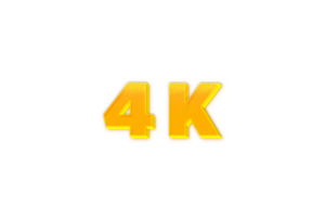 4 k subscribers celebration greeting Number with yellow design png
