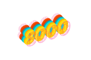 8000 subscribers celebration greeting Number with tech design png