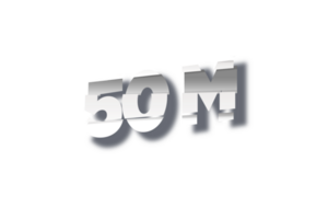 50 million subscribers celebration greeting Number with cutting design png