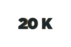 20 k subscribers celebration greeting Number with luxury design png