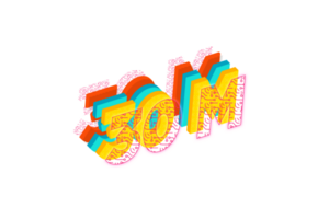 30 million subscribers celebration greeting Number with tech design png