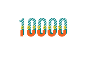 10000 subscribers celebration greeting Number with strips design png