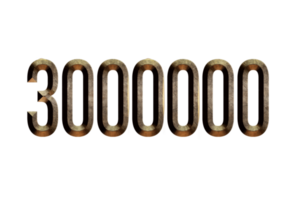 3000000 subscribers celebration greeting Number with historical design png