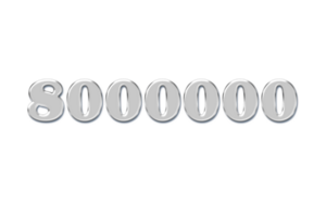 8000000 subscribers celebration greeting Number with glass design png