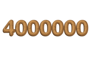 4000000 prenumeranter firande hälsning siffra med lera design png