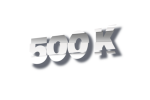 500 k subscribers celebration greeting Number with cutting design png