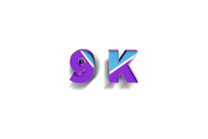 9 k subscribers celebration greeting Number with blue purple design png