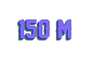 150 million subscribers celebration greeting Number with vintage design png