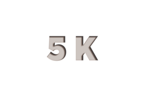 5 k subscribers celebration greeting Number with marble engraved design png