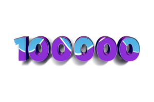 100000 subscribers celebration greeting Number with blue purple design png