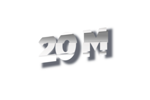 20 million subscribers celebration greeting Number with cutting design png