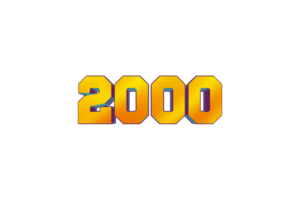 2000 suscriptores celebracion saludo número con 3d diseño png