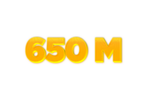 650 million subscribers celebration greeting Number with yellow design png