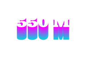 550 million subscribers celebration greeting Number with multi color design png