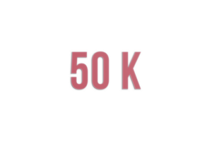 50 k subscribers celebration greeting Number with paper design png