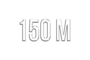 150 million subscribers celebration greeting Number with silver design png