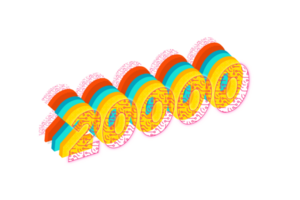 20000 suscriptores celebracion saludo número con tecnología diseño png