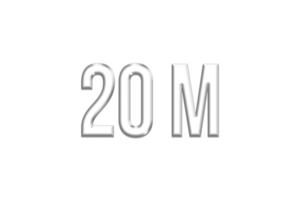 20 million subscribers celebration greeting Number with silver design png