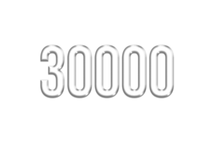 30000 suscriptores celebracion saludo número con plata diseño png