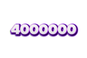 4000000 subscribers celebration greeting Number with purple 3d design png