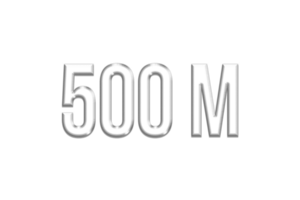 500 million subscribers celebration greeting Number with silver design png