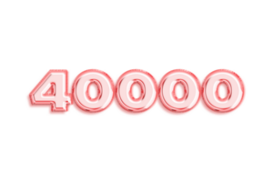 40000 subscribers celebration greeting Number with rose gold design png