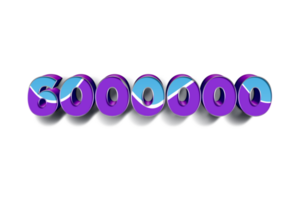 6000000 suscriptores celebracion saludo número con azul púrpura diseño png